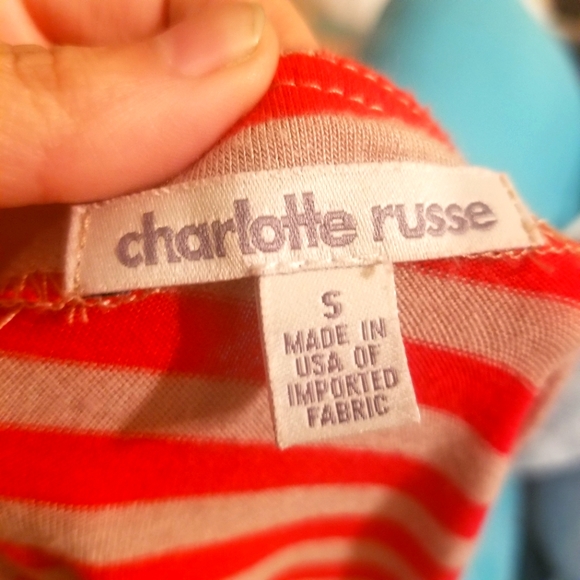 Charlotte Russe Red & White Striped Patterned High Low Dress Size Small - Picture 9 of 10